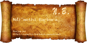 Némethi Barbara névjegykártya